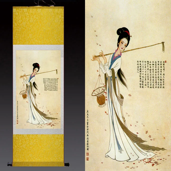 

Yang Shutao Beauty Scroll Painting Beauty Scroll Characters with Customized Silk Scroll Painting
