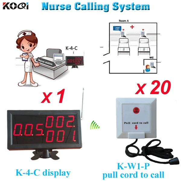 

Smart wireless buzzer pull cord to call for help used in the hospital K-4-C receiver install nurse station W 20pcs button