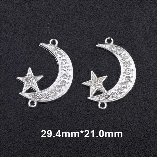 Silver 5 Pieces Товары для ювелирных изделий, Cz Стразы, серебро, Бог, мусульманский полумесяц, шарм, соединитель, аксессуары для исламских ювелирных изделий, сделай сам - Цвет: Silver 5 Pieces