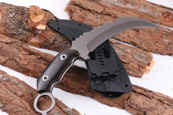 L. w Karambit охотничьи закрепленные ножи, 440C Лезвие Ebony Ручка тактический нож, нож для выживания
