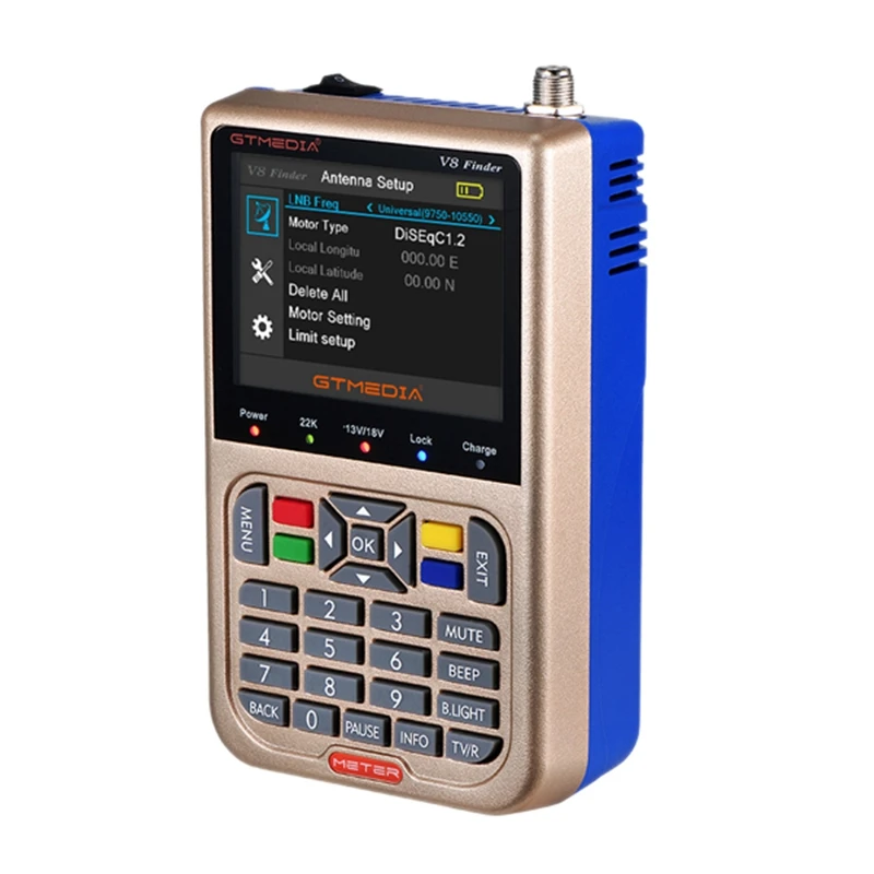 Blue Gtmedia V8 Finder Hd Dvb-S2 цифровой спутниковый искатель высокой четкости спутниковый искатель Dvb S2 спутниковый измеритель Satfinder 1080P(вилка стандарта Великобритании - Цвет: Blue