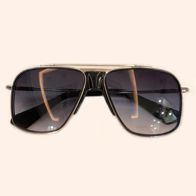 No7 Sunglasses Новинка, квадратная оправа, Винтажные Солнцезащитные очки для мужчин, большие размеры, солнцезащитные очки для мужчин, золотистые, серые, UV400 очки - Цвет линз: No7 Sunglasses