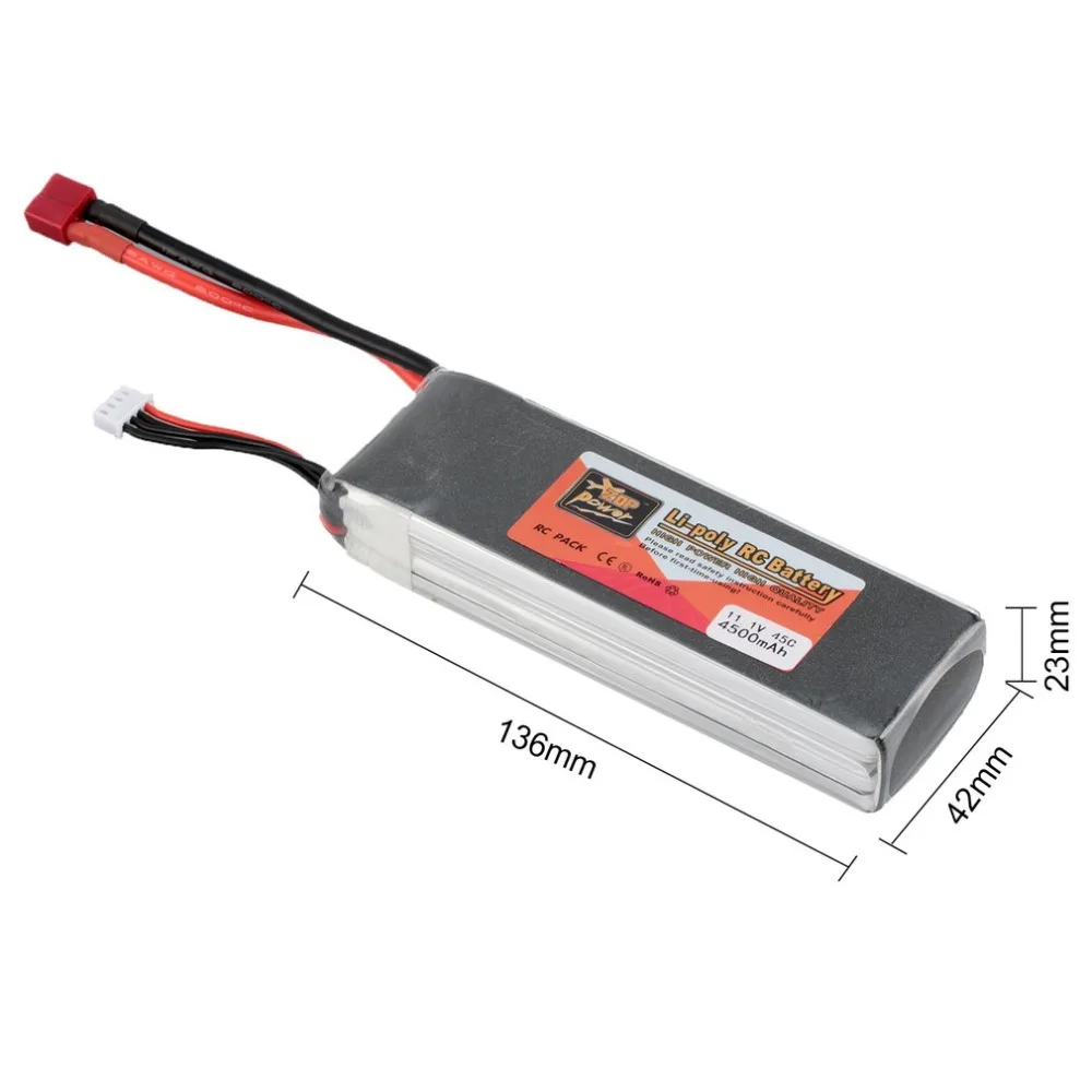ZOP power 11,1 V 4500mAh 45C 3S 1P Lipo батарея T Plug перезаряжаемая для радиоуправляемого гоночного дрона квадрокоптера вертолета автомобиля лодки