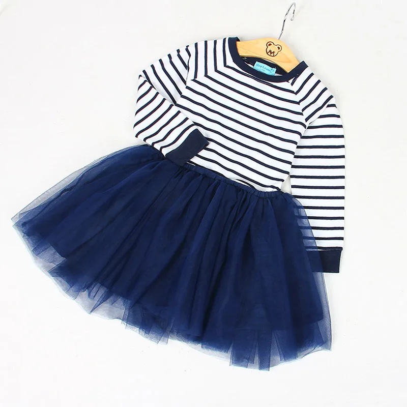 az428 Navy Blue Сетчатое платье для девочек коллекция года, новые весенние платья Одежда для детей платье принцессы платье с бантом из шерсти для девочек возрастом от 2 до 8 лет - Цвет: az428 Navy Blue