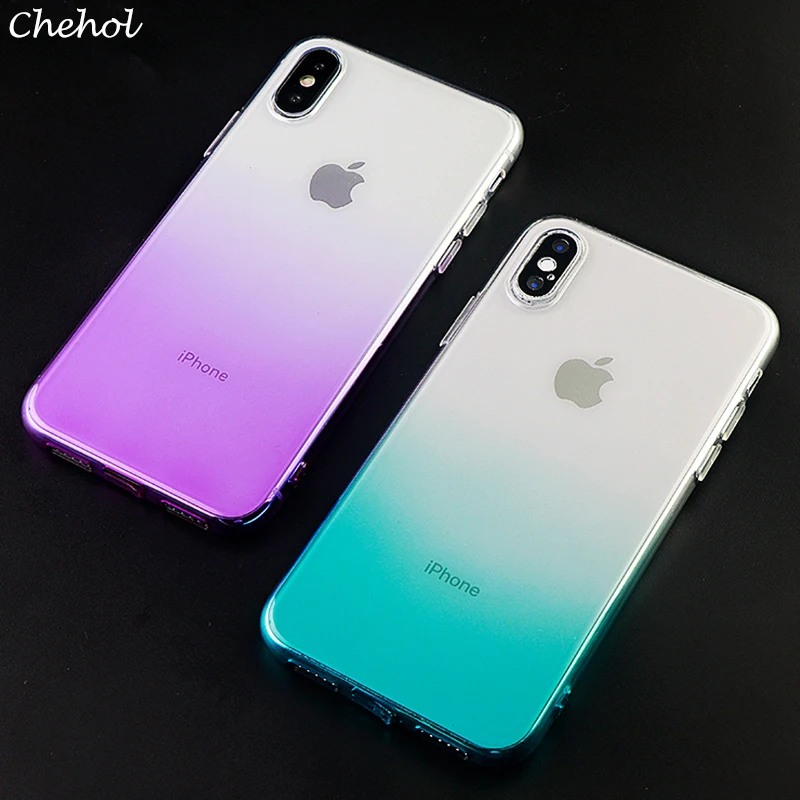 Fashion Gradient Phone Cases for iPhone X XS MAX XR 6 s 7 8 Plus Fitted Case Soft Silicone Mobile Cell Covers Accessories | Мобильные