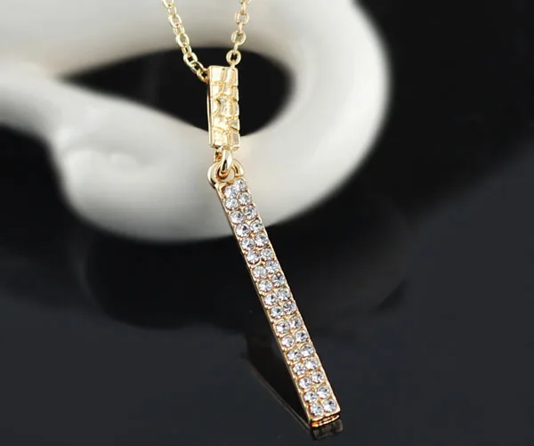 AAAA + стразы качественное квадратное прямоугольное золотое ожерелье с подвеской