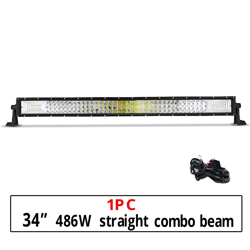 34inch 486w straight Partol 4 7 12 20 22 21 23; большие размеры 34-42 50 дюймов светодиодный светильник бар для Turcks 3-рядная прямые изогнутые светодиодный бар 12v 24v 6000K для внедорожник ATV - Цвет: 34inch 486w straight
