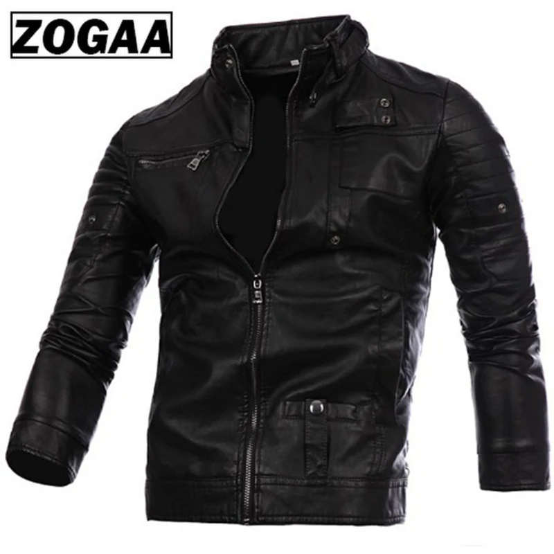 Мужская куртка с длинным рукавом ZOGAA хлопковая однотонная мотоциклетная на