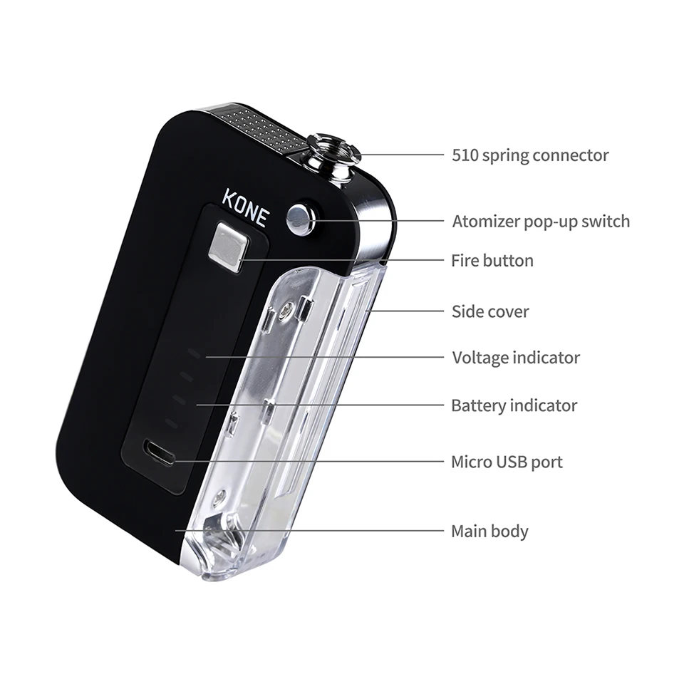 Оригинальный мод LTQ VAPOR Kone Box 900 мАч с аккумулятором CBD 510 испаритель переменного