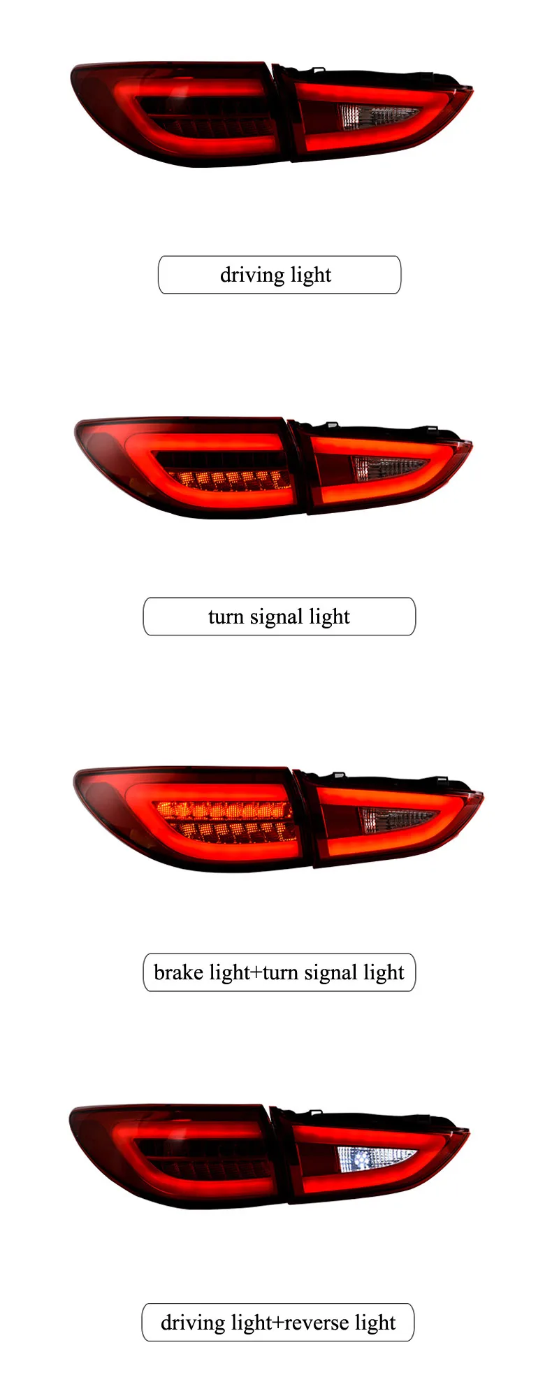 Car LED Tail Light Taillight For Mazda 6 Atenza 2013- Rear Running Light+ Brake Light+ Reverse Lamp+ Turn Signal Light
