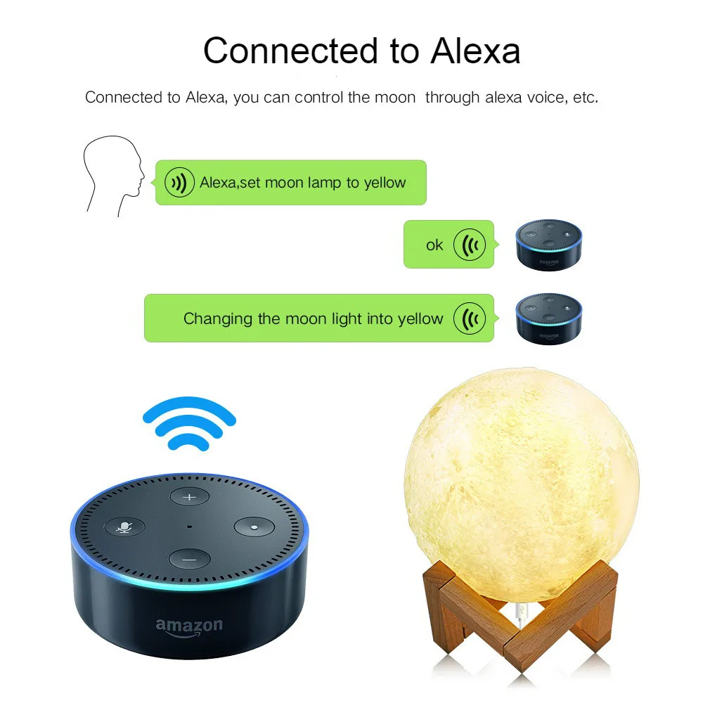Новая версия Smart Moon Lamp Wifi приложение управление голосовым управлением
