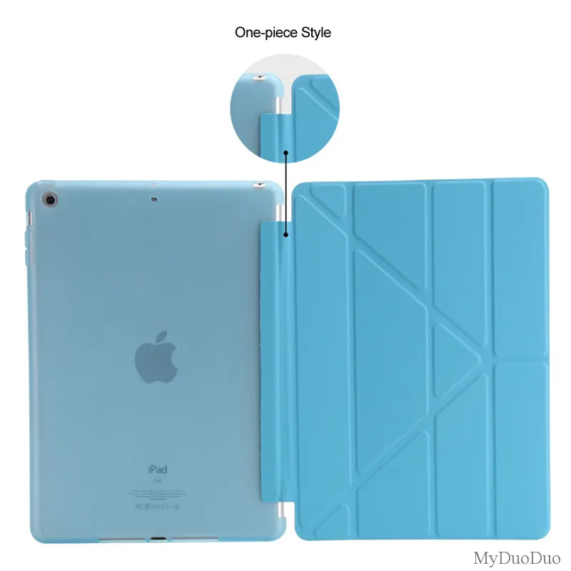 4-Fold чехол для планшета для ipad 9," подставка Смарт авто Пробуждение сна Мягкий ТПУ гибкий силиконовый чехол для задней крышки для ipad 9,7 - Цвет: blue
