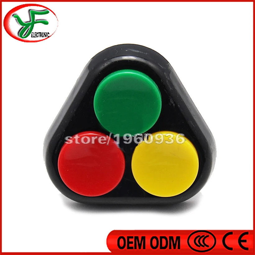 Free Shipping 3 in 1 triangle & round arcade push button with microswithes three color for gane machine parts | Спорт и