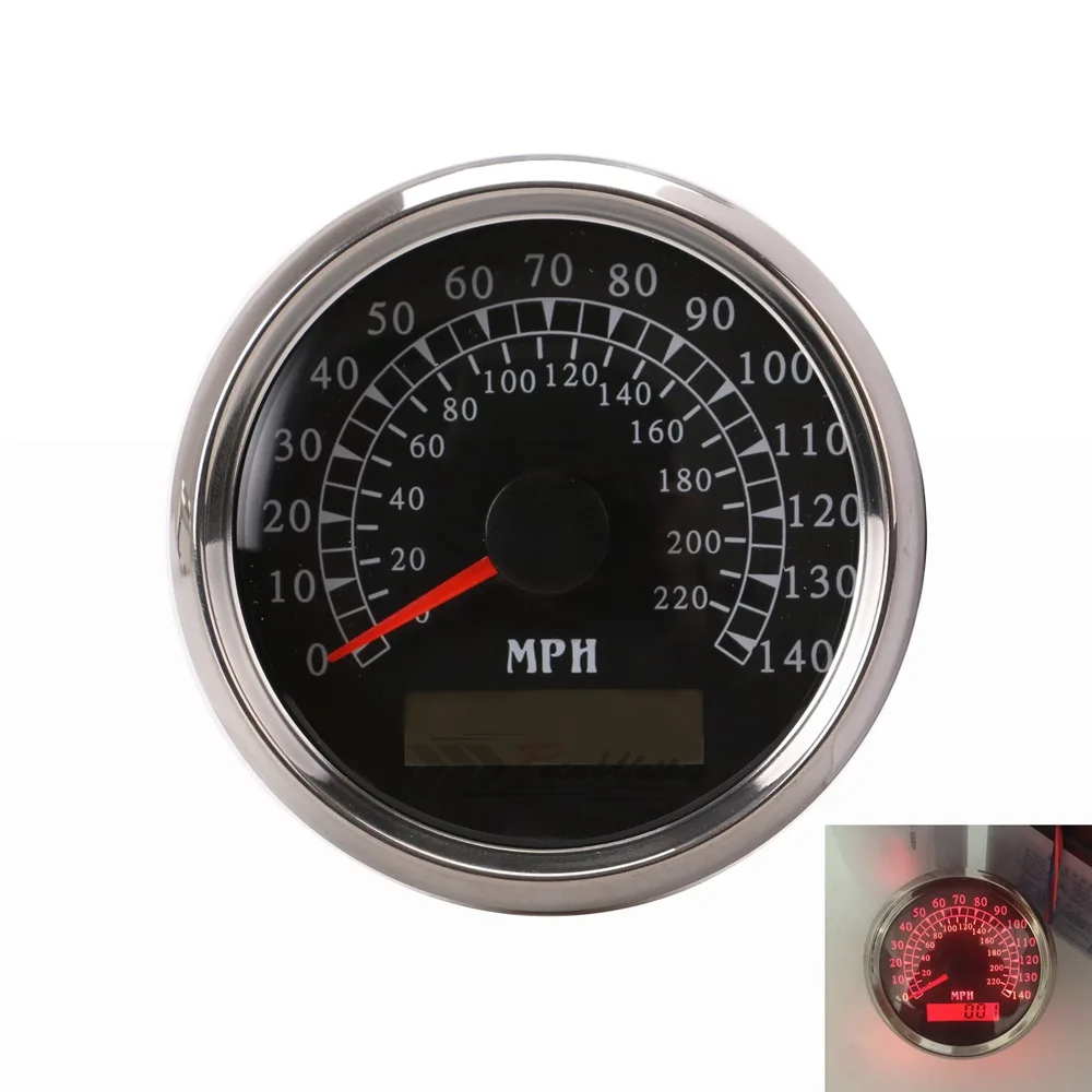 Gps 12 V 24 140MPH Универсальный спидометр датчик черно белая панель хромированная