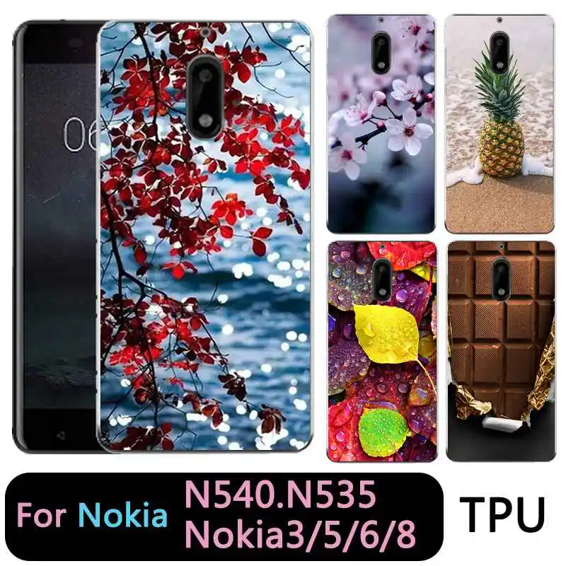 QMSWEI Soft TPU Phone Case For nokia3 nokia5 nokia6 nokia8 N540 N535 Clear Flora Chocolate Pineapple Cute Cover Free Shipping |