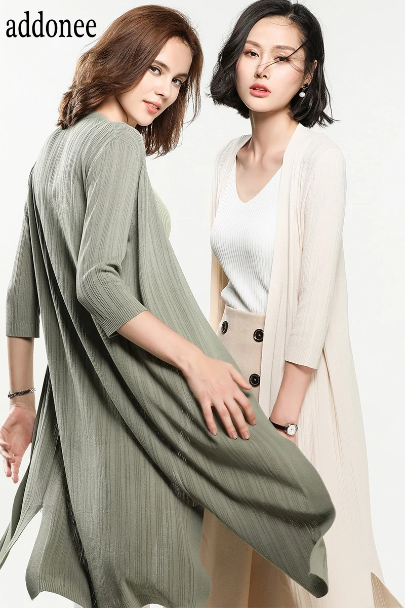 Женский длинный кашемировый кардиган стильный мягкий однотонный с V-образным