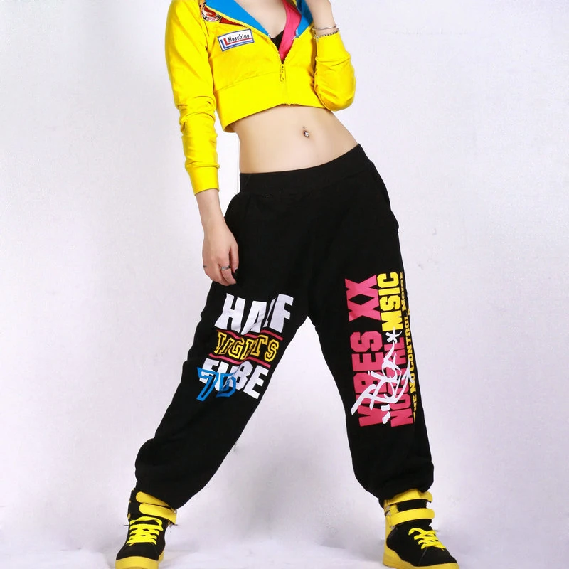 

New Fashion Autumn Harem Hip Hop Dance Pants Women Sweatpants Costumes Letter Female Trouser Sizes From Kids To Adult