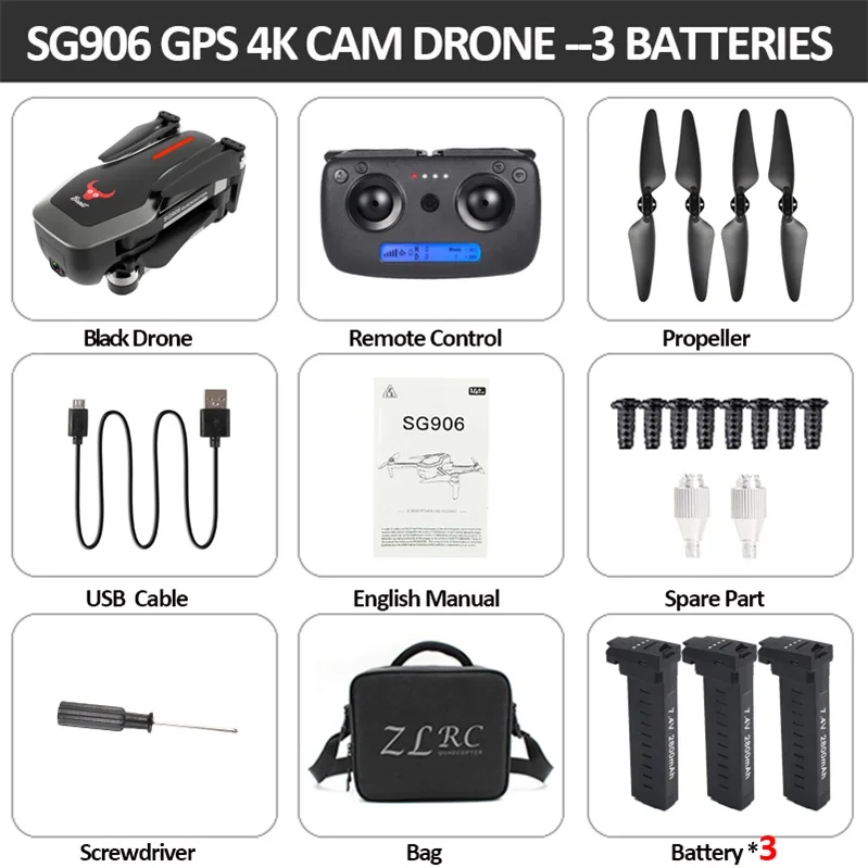 black 3BAT Bag Beast SG906 gps 5G wifi FPV с 4K Ультра прозрачной камерой бесщеточный складной X193 Радиоуправляемый Дрон Квадрокоптер RTF черный VS F11 B4W - Цвет: black 3BAT Bag