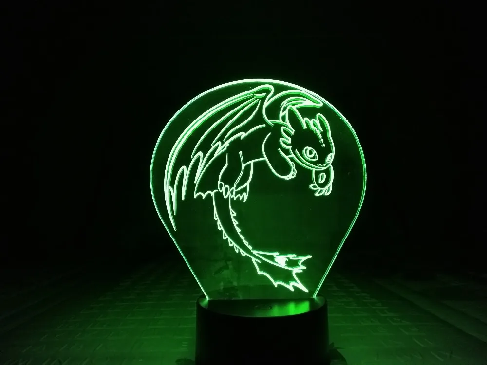 Как приручить дракона ночник светодиодный 3D иллюзия USB сенсорный датчик RGB ребенок дети подарок ночь ярость настольная лампа украшение стола