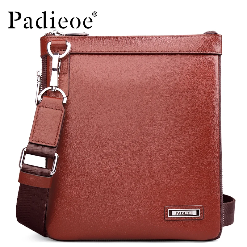 Padieoe Business Genuine Leather Male Messenger Bag Natural Cowskin Men's Travel Crossbody Fashion Men Office Shoulder | Багаж и сумки