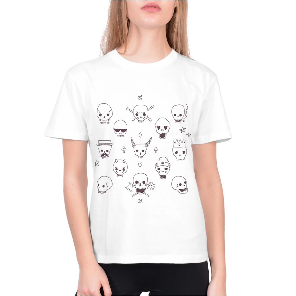 Женская одежда футболка с черепом футболки принтом Camisetas Mujer коротким рукавом