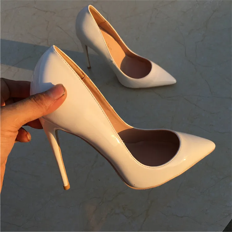 

2019 Fashion free shipping white Patent Leather Poined Toe Stiletto Heel high heel shoe pump HIGH-HEELED SHOES dress shoes