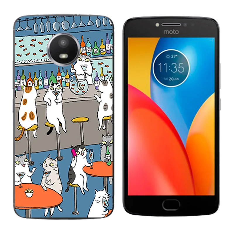 Cases for Motorola Moto E4 Plus Case 5.5&quot Silicone Phone Cat Landscape Printing Cover E (4th Gen.) |