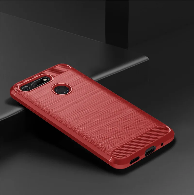 Case For Huawei Honor V20 View 20 6.4 inch Silicone Soft TPU Brushed Carbon Fiber Texture Cover sFor |