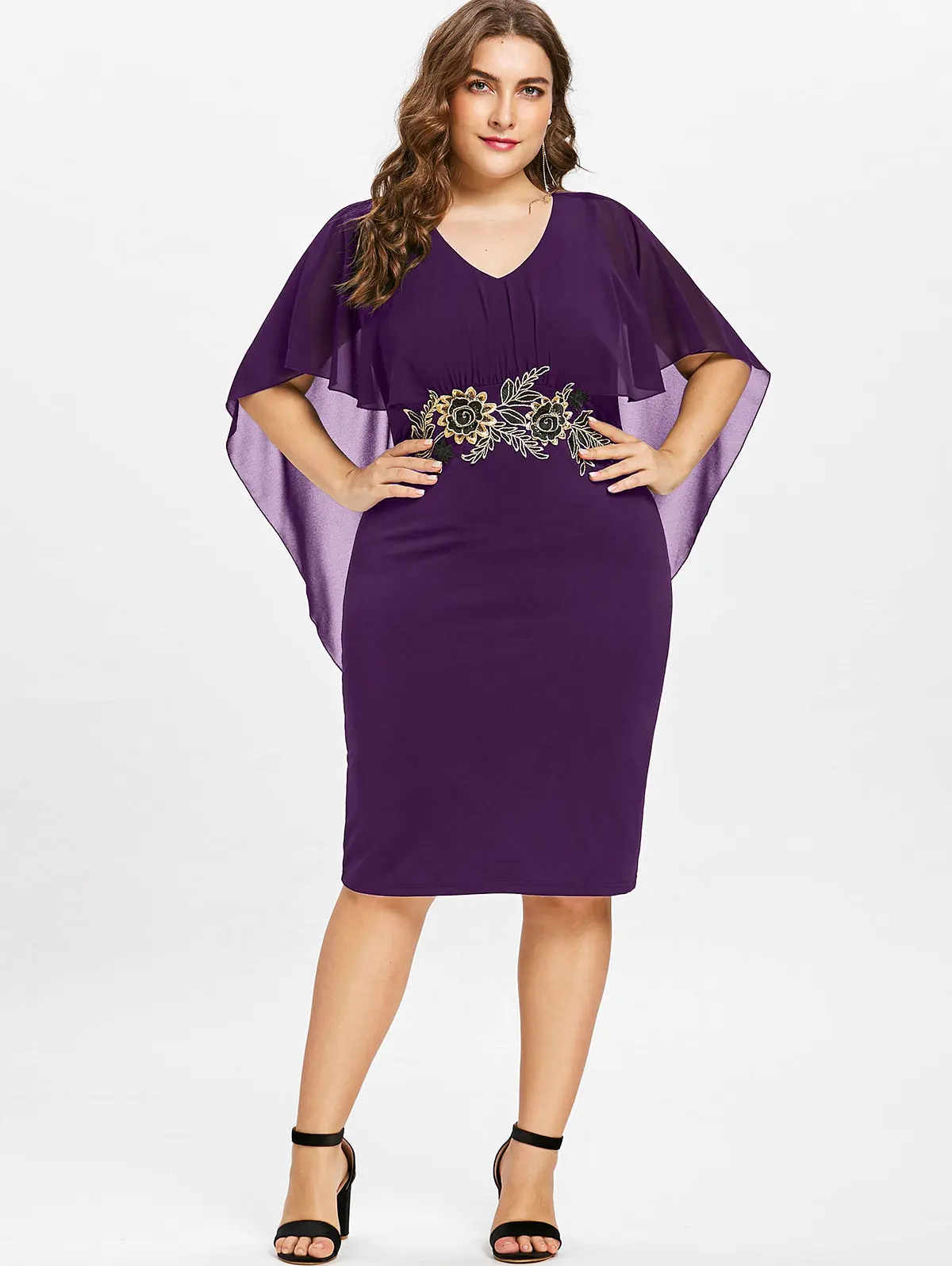 Wisalo, женское модное платье размера плюс, 5XL, с вышивкой, полупрозрачное, v-образный вырез, вечерние платья, половина рукава, облегающее платье, Vestidos, большой размер