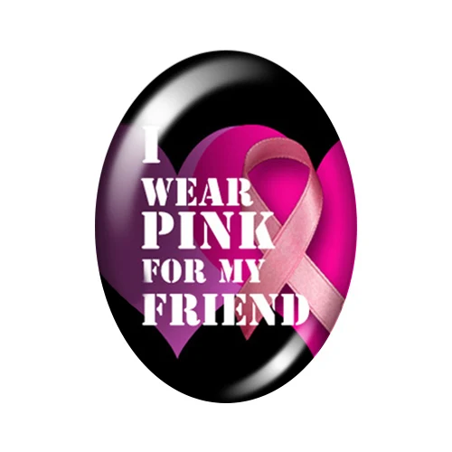 Pink Ribbon Breast Cancer Jewelry 10pcs mixed 13x18mm/18x25mm/30x40mm Oval photo glass cabochon demo flat back Making findings | Украшения