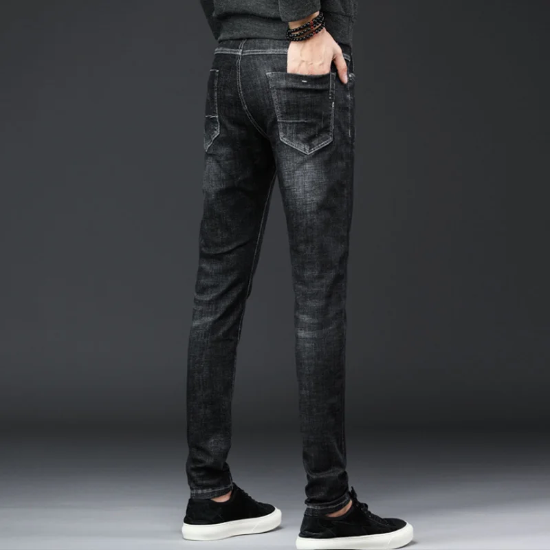 Лидер продаж мужские корейские дизайнерские черные синие зауженные джинсы