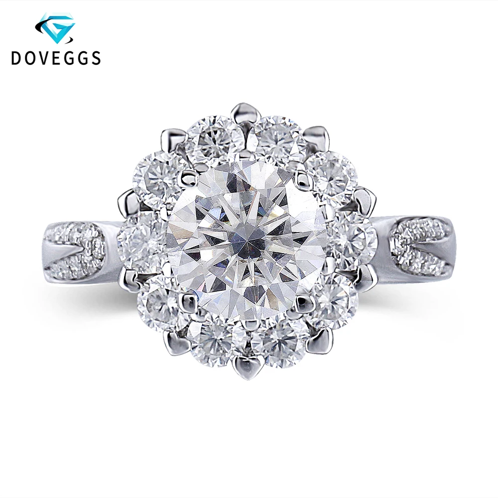 Кольцо обручальное DovEggs из белого золота с муассанитом 14 к 585 1 карат 6 5 мм|Кольца| |