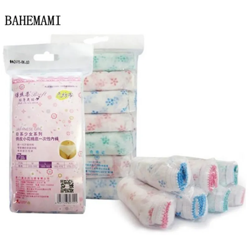 

7pcs/lot Print Disposable Panties Maternity Underwear Panties/Women's Travel Prenatal Postpartum Paper Cotton Panties