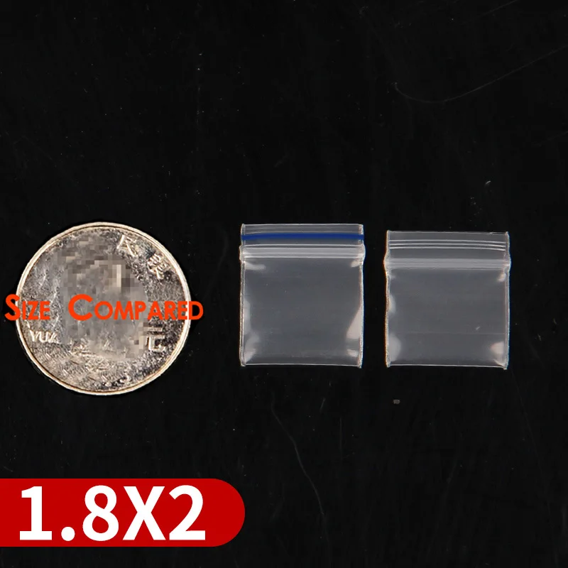Clear 1.8X2CM Красное голубое обрамление толстом каблуке прозрачные пакеты с застежкой zip-lock небольшой Пластик мешок с застежкой-молнией 100 шт. несколько Размеры Ziplock таблетки расфасованный по пакетам - Цвет: Clear 1.8X2CM