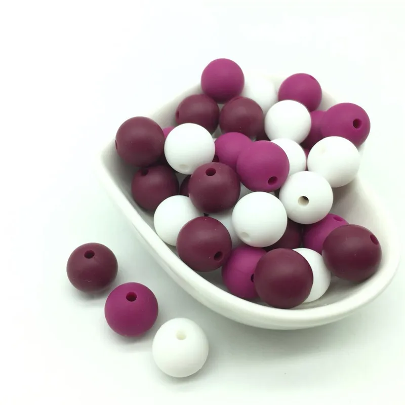 40 шт. винные французские сливы комбо 12 мм круглые Прорезыватели Beads BPA Free Baby Mordedor Perles силиконовые стоматологические для изготовления ожерелья