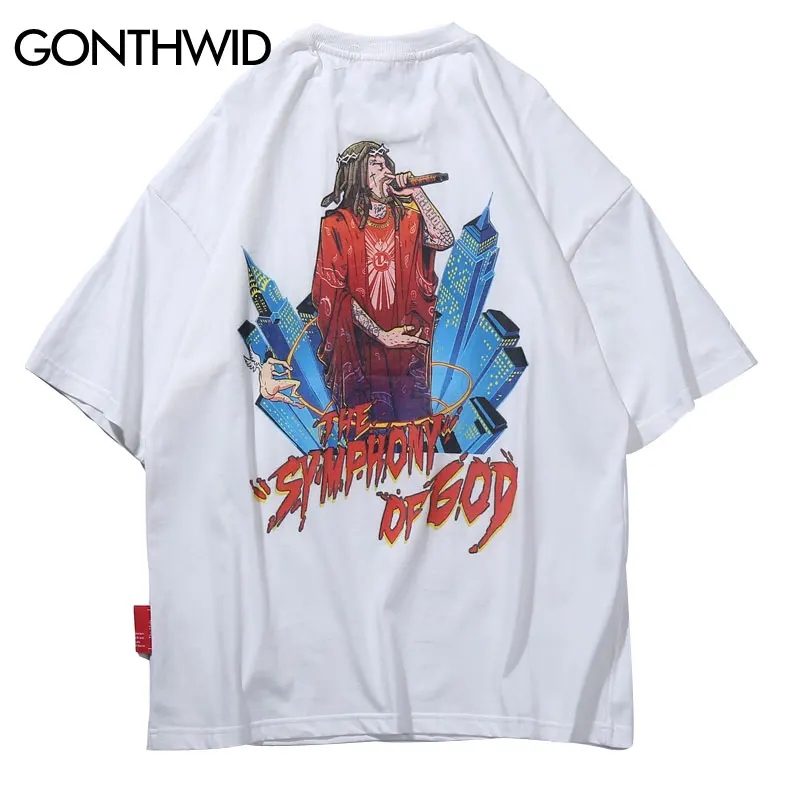 GONTHWID Symphony Of God Tshirts Funny Hip Hop Streetwear T Shirts 2019 Summer Men Harajuku Casual Short Sleeve Tops Tees Male | Мужская