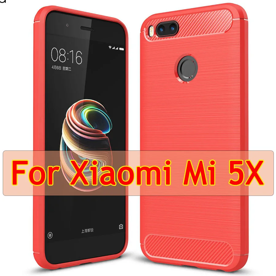 Чехол для Xiaomi mi A1 из углеродного волокна, мягкая задняя крышка из ТПУ для mi A1 mi 5X6 mi 5X mi 6, чехол-броня, чехол Xio mi Silicon A 1 - Цвет: for Mi 5X - Red