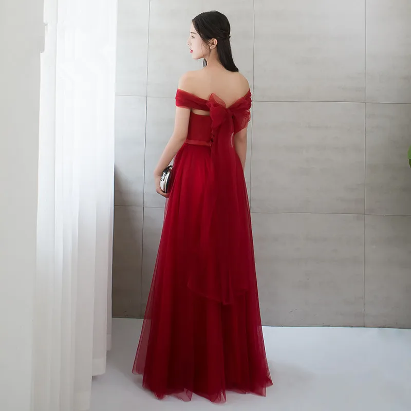 Женское платье подружки невесты Бордовое до пола без бретелек с открытыми