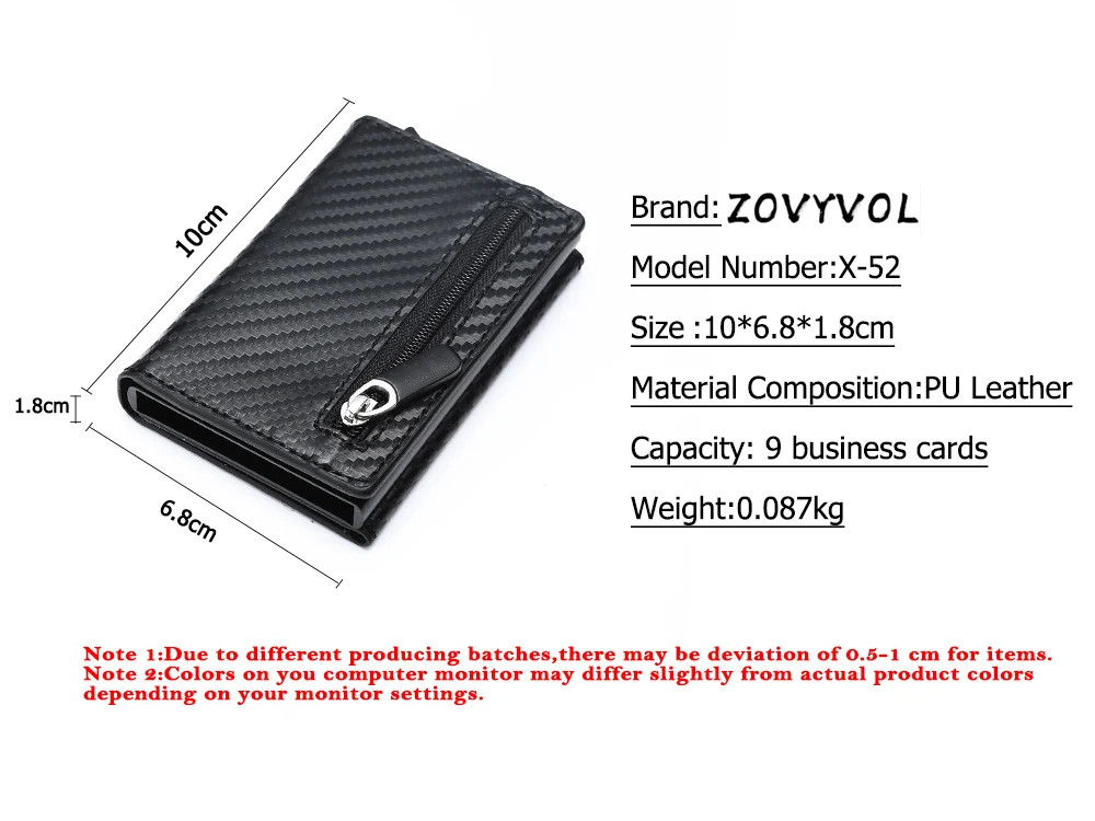 ZOVYVOL визитная карточка Монета Наличные держатель для карт для мужчин Rfid кошелек кредитный держатель для карт металлический держатель для карт Защита Органайзер кошельки