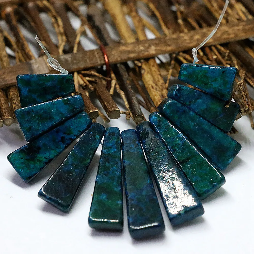 Мода синий зеленый камень хризоколла бисер 11 шт. Придерживайтесь Винтаж Кулон