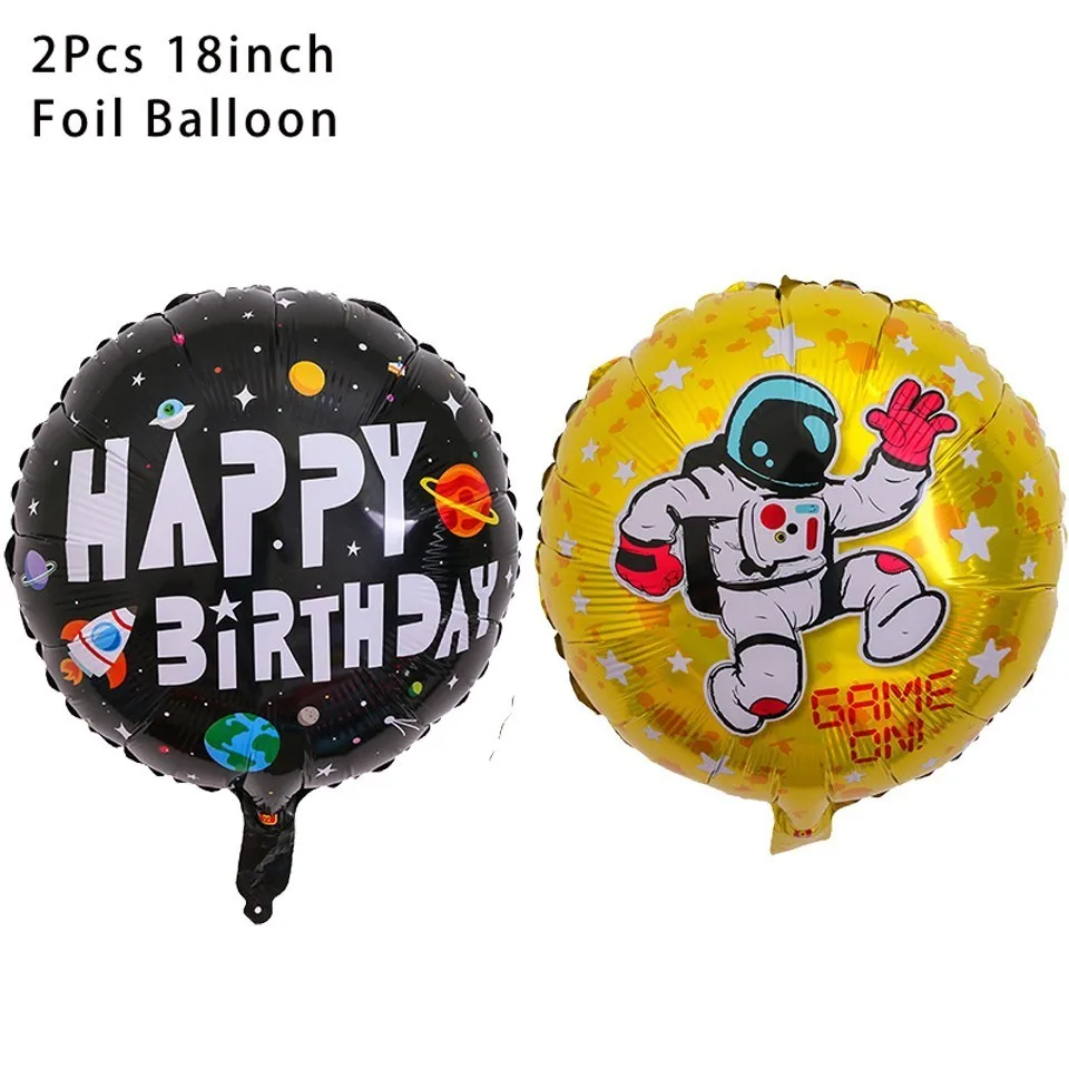 2PC mix black yellow Космический набор космонавты и ракеты фольгированные шары Вселенная Галактика тематические шары День рождения Детские игрушки для душа - Цвет: 2PC mix black yellow