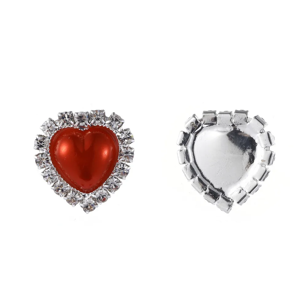 

ZMASEY Heart Pearl Buttons 10Pcs/Lot 18mm Rhinestones Button Mix-Colour Diy Girl Hair Wedding Decoration Accessory Wholesal
