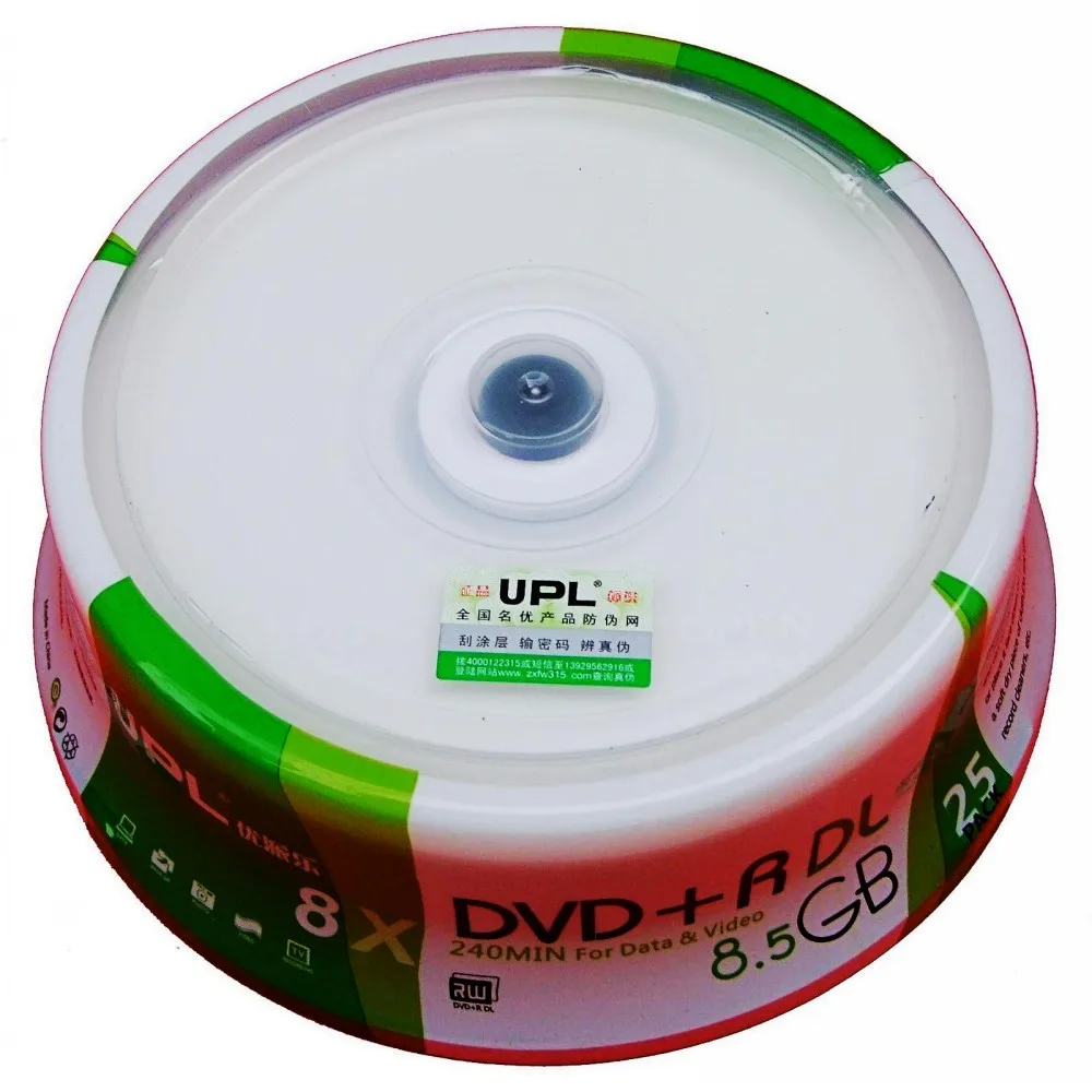 Бесплатная доставка 25 шт. белый струйный принтер 8X DVD + R DL двухслойный