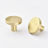 Gold Solid Brass Drawer Dresser Kitchen Cabinet Knobs Round Cupboard Furniture Pulls-10Pack