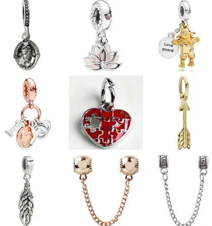 Long Hollow Love Heart Mickey Mouse Minnie Bear Feather Cupid's Arrow Charms Beads For Women Fit Pandora Bracelets DIY | Украшения и