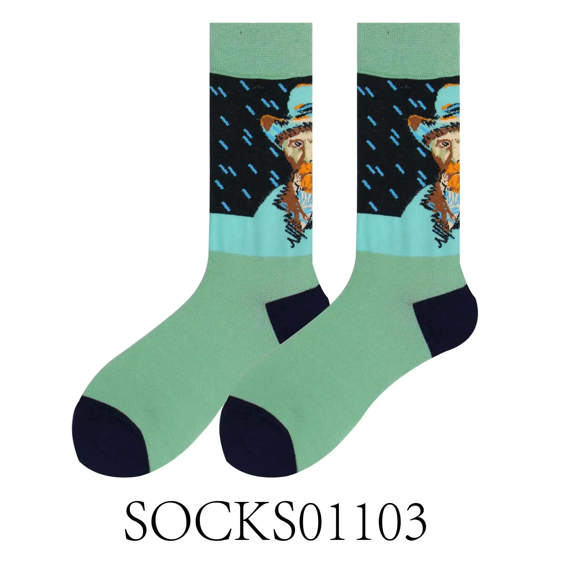 SOCKS01103 Новинка 2019года, подарочные носки из чесаного хлопка, Omar Van Gogh, Автопортрет, всемирно известные картины, можно сочетать с джинсами, штаны для отдыха - Цвет: SOCKS01103