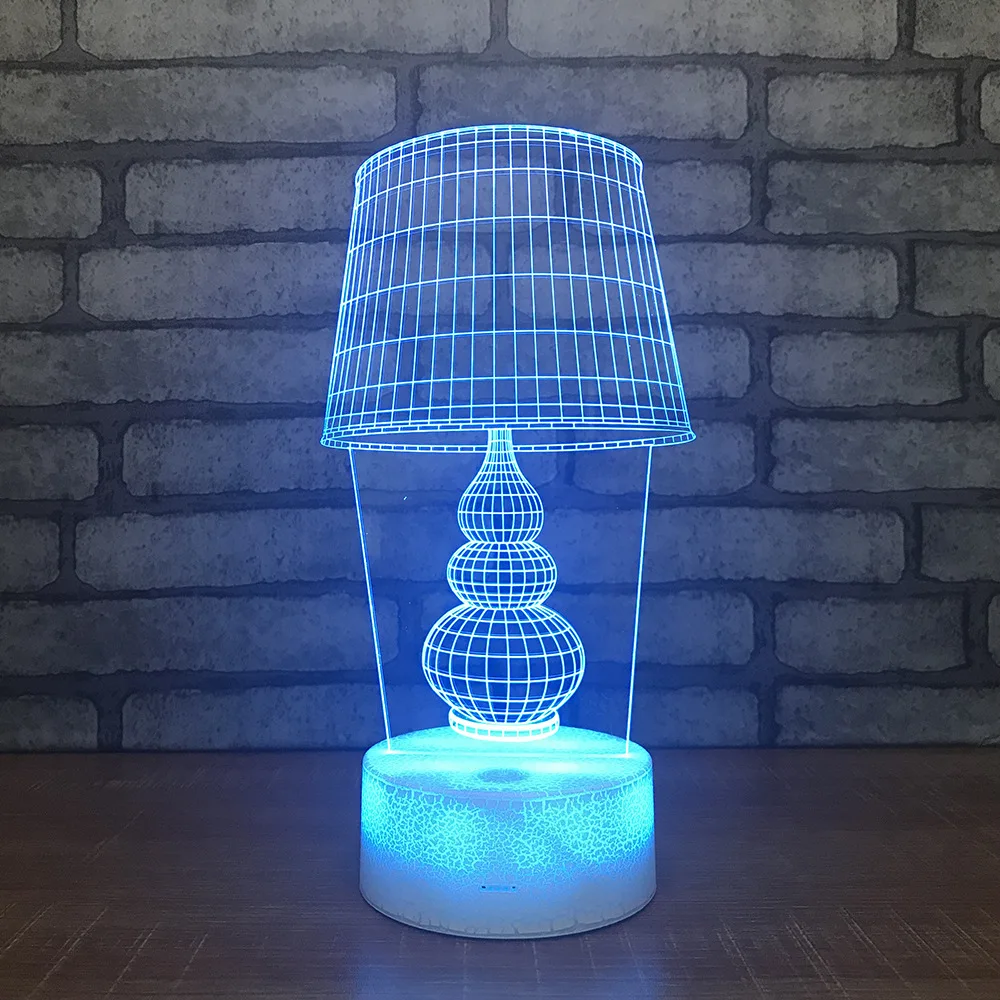 Настольная 3d лампа с белым основанием 7 цветов Светодиодные ночные светильники