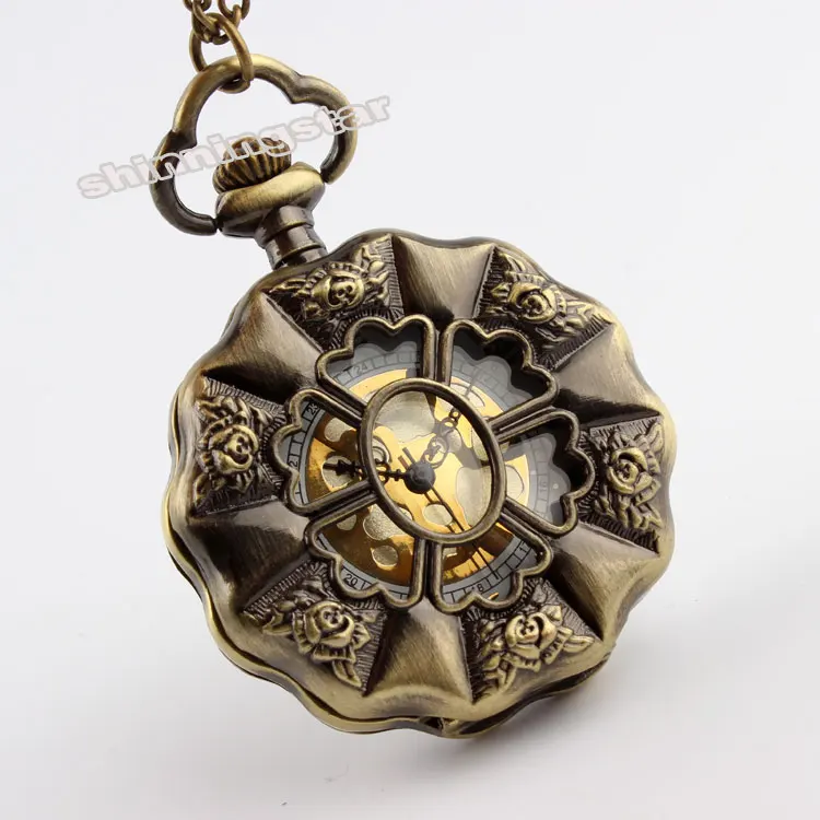Винтажные карманные часы в стиле стимпанк с бронзовым подсолнухом Модные полые