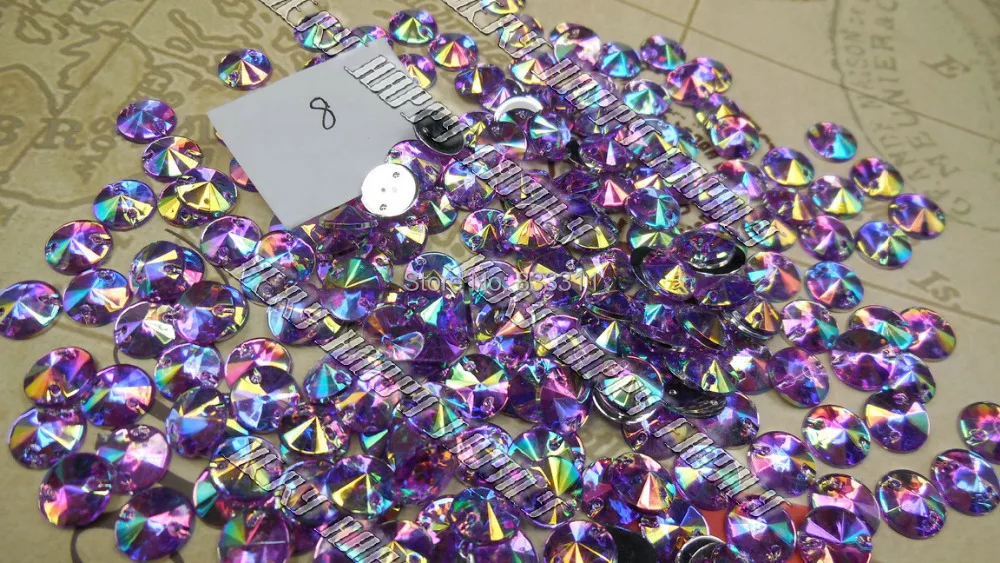 Необычные 10 мм акриловые 400 шт. специальные Фиолетовые AB цвета круглые стразы