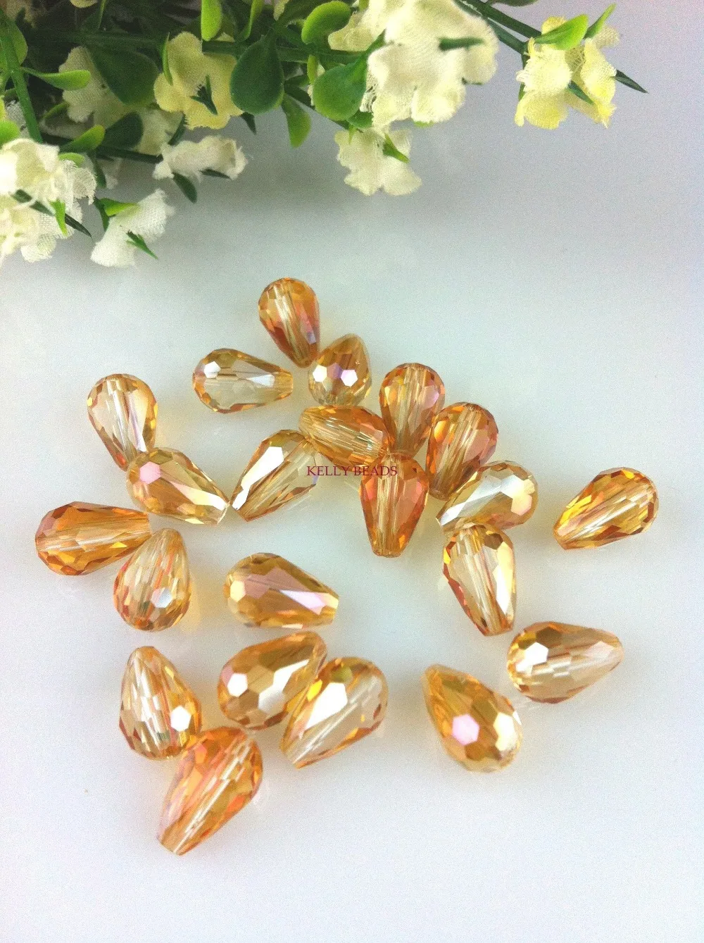 Wholesale 60pcs/lot 11x8mm Pink Gold Teardrop Glass Crystal Beads Loose Necklace Bracelet Diy Beads For Jewelry Making